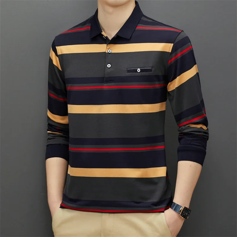 Camisa Polo Manga Comprida Estilo Casual Iuman