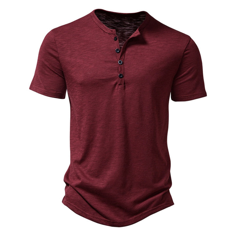 Camisa casual masculina colarinho henley