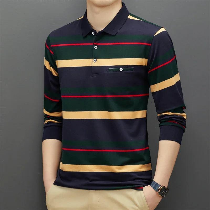 Camisa Polo Manga Comprida Estilo Casual Iuman